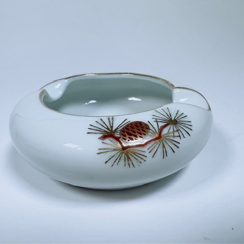 Fukagawa Arita Pine Cone (1) Small Ashtray Green/Gold Needles Brown/Gold Branch - Picture 11 of 16